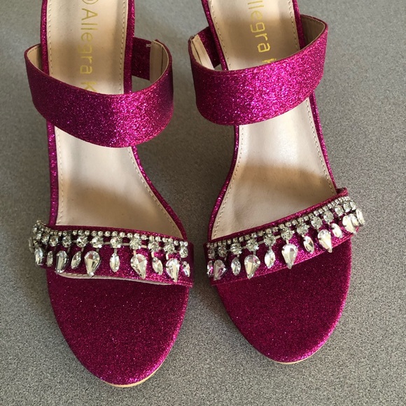 NEW Allegra K Women’s Glitter Rhinestone Stilettos in Hot Pink- Size 10 - Picture 4 of 9